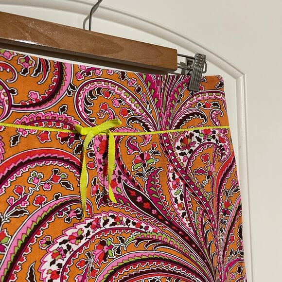 J. Crew Pink Paisley Mini Pencil Skirt Orange 70s 60s groovy Psychedelic Pattern - Picture 5 of 10
